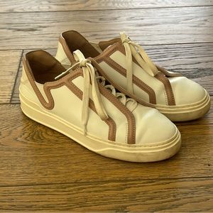 Stuart Weitzman Leather White and Pink sneakers